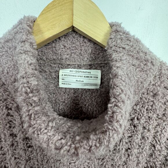 REI Coop Sweater Womens Medium Fuzzy Wool Blend Mock Neck Cozy Warm Mauve - Picture 2 of 7
